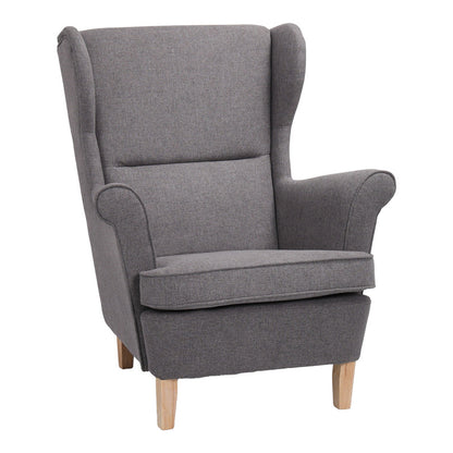 Armchair - bergère Malei grey fabric-wooden legs 85x93x100cm