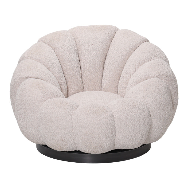 Nester swivel armchair boucle fabric in beige color 98x97x69cm