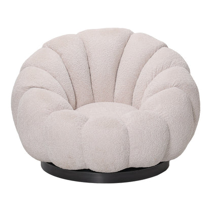 Nester swivel armchair boucle fabric in beige color 98x97x69cm