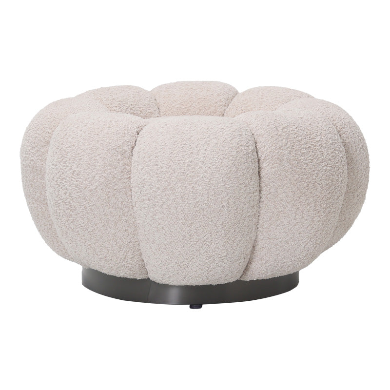 Nester stool boucle fabric in beige color D60x31cm
