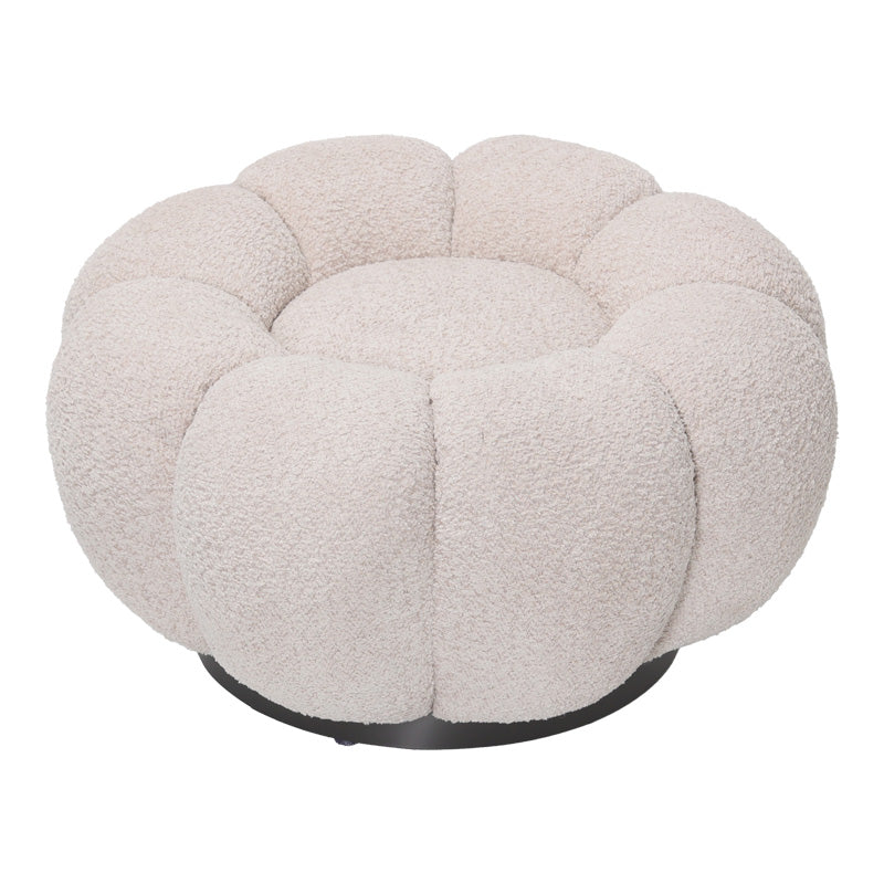 Nester stool boucle fabric in beige color D60x31cm