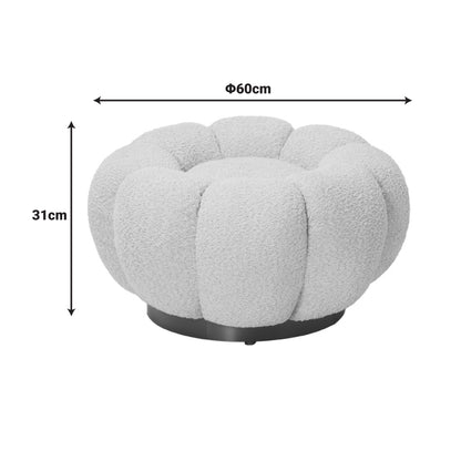 Nester stool boucle fabric in beige color D60x31cm