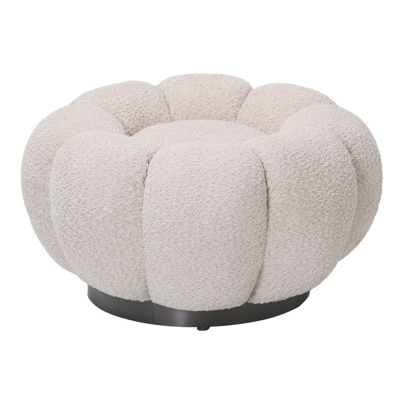 Nester stool boucle fabric in beige color D60x31cm