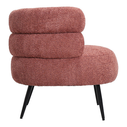 Foleja armchair boucle fabric in rotten apple color with black metal legs 76x75x72cm