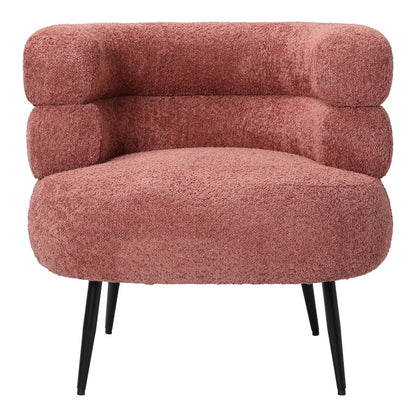 Foleja armchair boucle fabric in rotten apple color with black metal legs 76x75x72cm