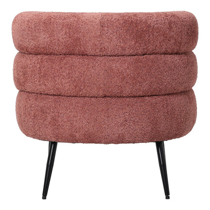 Foleja armchair boucle fabric in rotten apple color with black metal legs 76x75x72cm