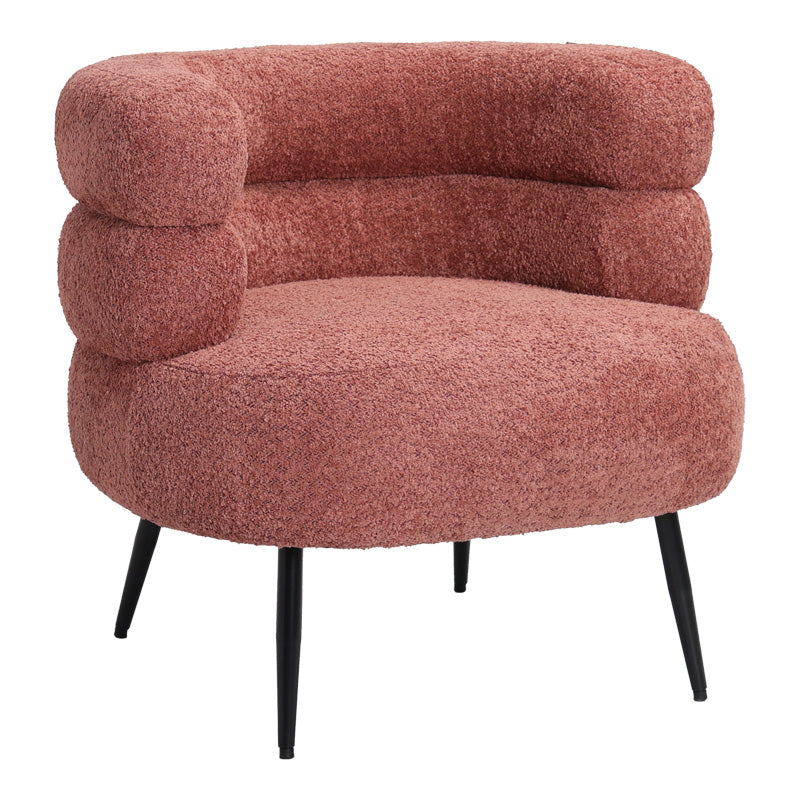 Foleja armchair boucle fabric in rotten apple color with black metal legs 76x75x72cm