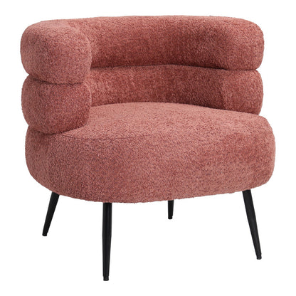 Foleja armchair boucle fabric in rotten apple color with black metal legs 76x75x72cm