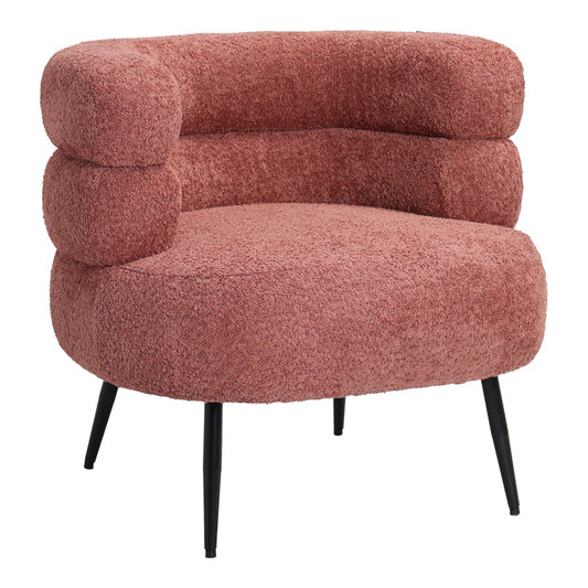 Foleja armchair boucle fabric in rotten apple color with black metal legs 76x75x72cm