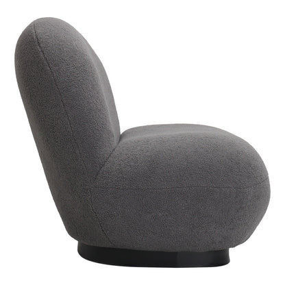 Armchair Rosalie dark grey teddy fabric-black base 85x82x77cm