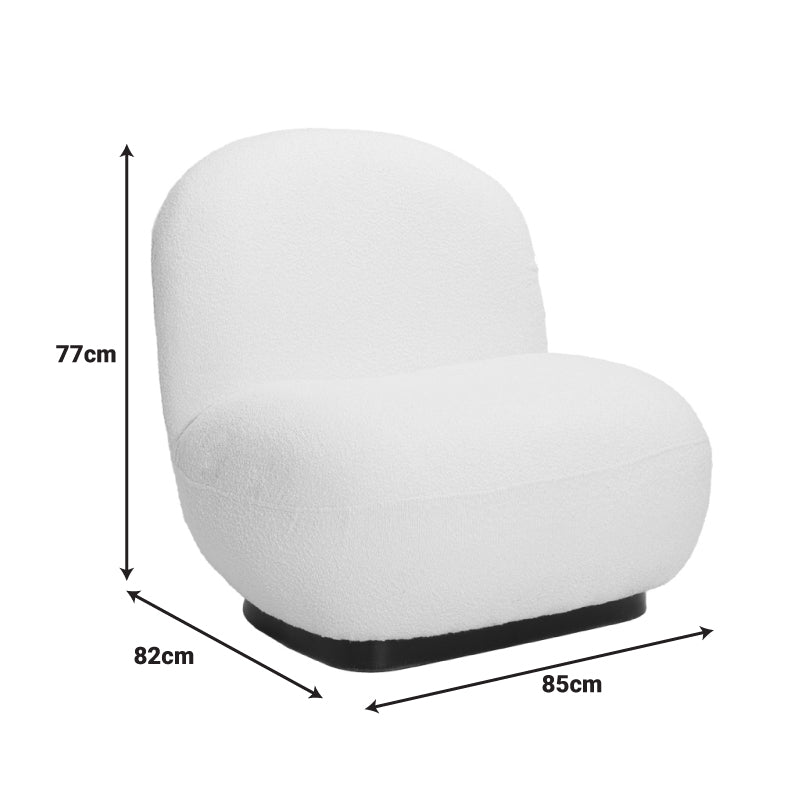Armchair Rosalie dark grey teddy fabric-black base 85x82x77cm