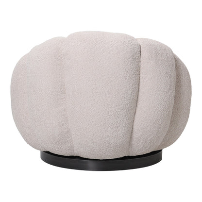 Nester swivel armchair with stool boucle fabric in beige color 98x97x69cm