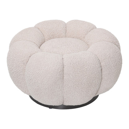 Nester swivel armchair with stool boucle fabric in beige color 98x97x69cm