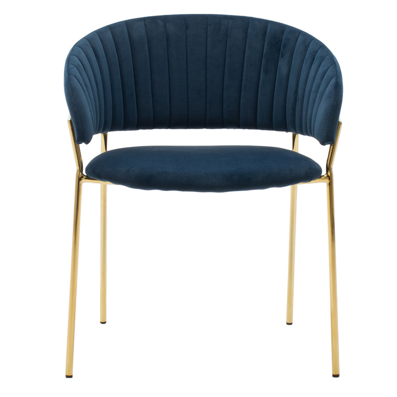 Maggie pakoworld metallic armchair golden gloss with blue velvet