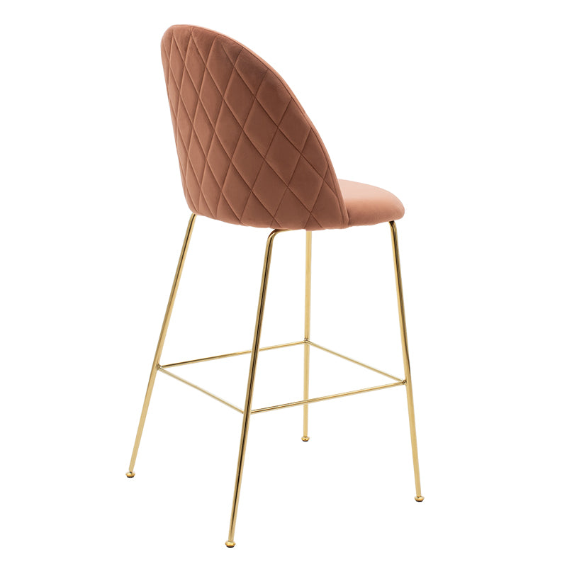 Stool bar Ruth pakoworld metal golden gloss with roten apple velvet
