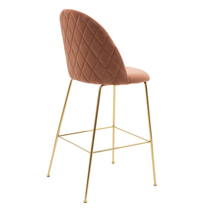 Stool bar Ruth pakoworld metal golden gloss with roten apple velvet