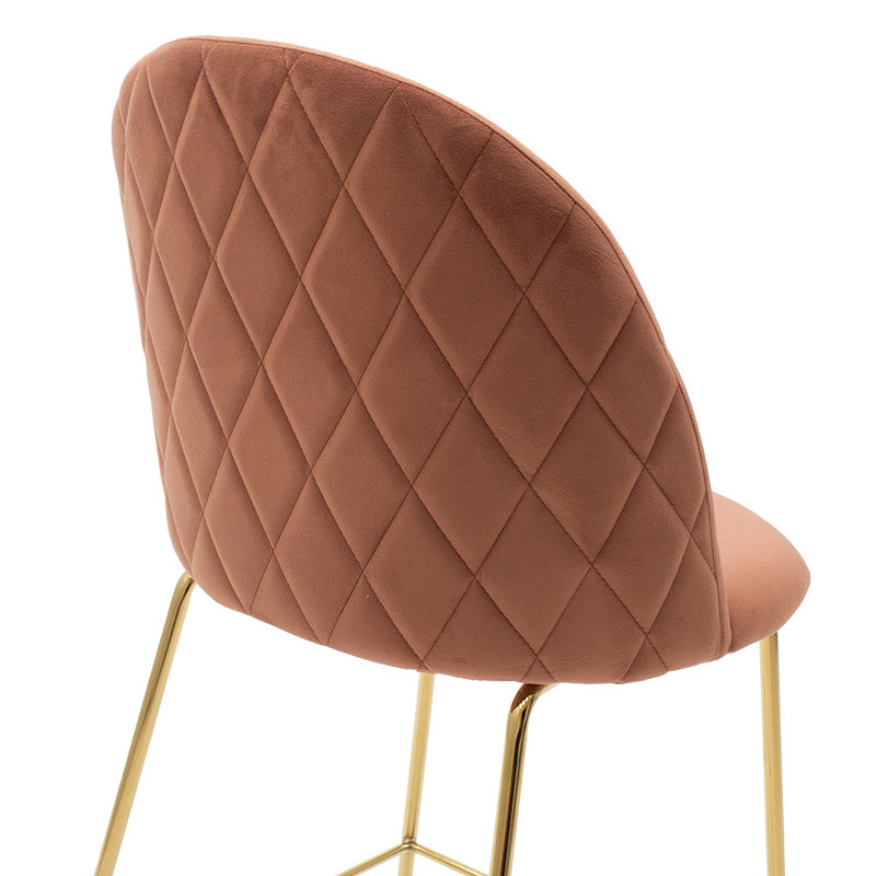 Stool bar Ruth pakoworld metal golden gloss with roten apple velvet