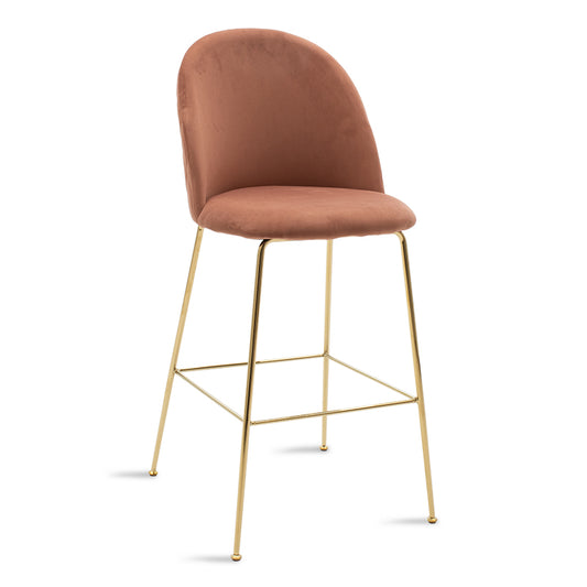Stool bar Ruth pakoworld metal golden gloss with roten apple velvet