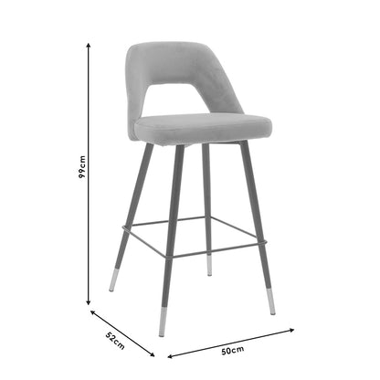 Bar stool Brianna pakoworld metal black with rotten apple velvet