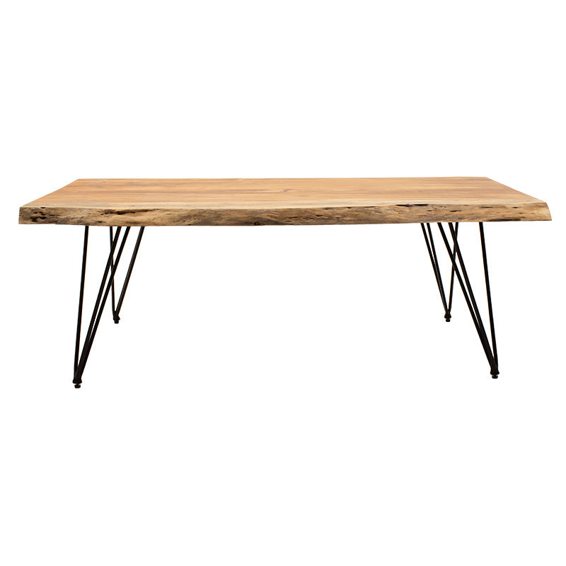 Coffee table Rich pakoworld solid wood 4cm natural-leg black 130x69x46cm