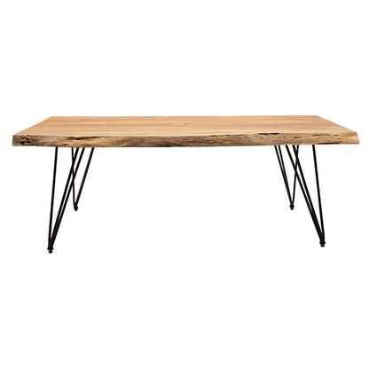 Coffee table Rich pakoworld solid wood 4cm natural-leg black 130x69x46cm