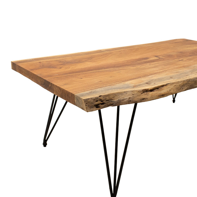 Coffee table Rich pakoworld solid wood 4cm natural-leg black 130x69x46cm