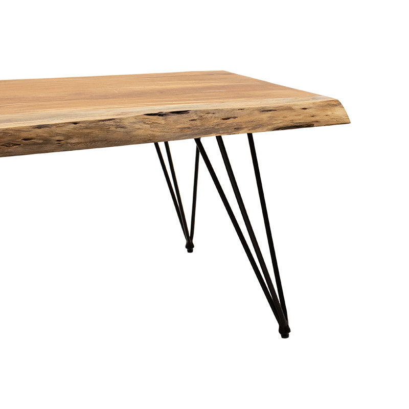 Coffee table Rich pakoworld solid wood 4cm natural-leg black 130x69x46cm