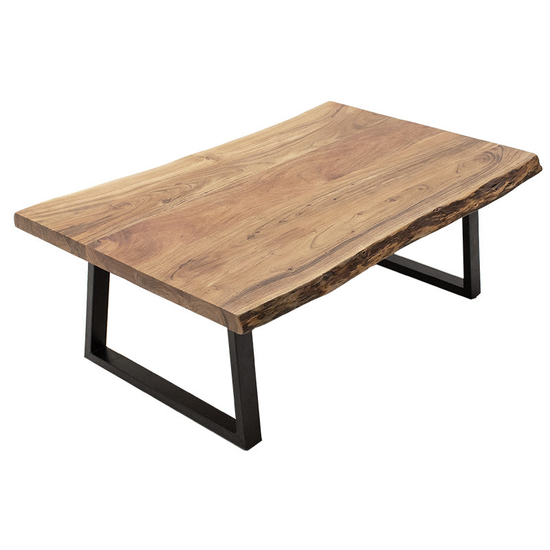 Coffee table Miles pakoworld solid wood 3cm natural-legs black 115x64x43cm