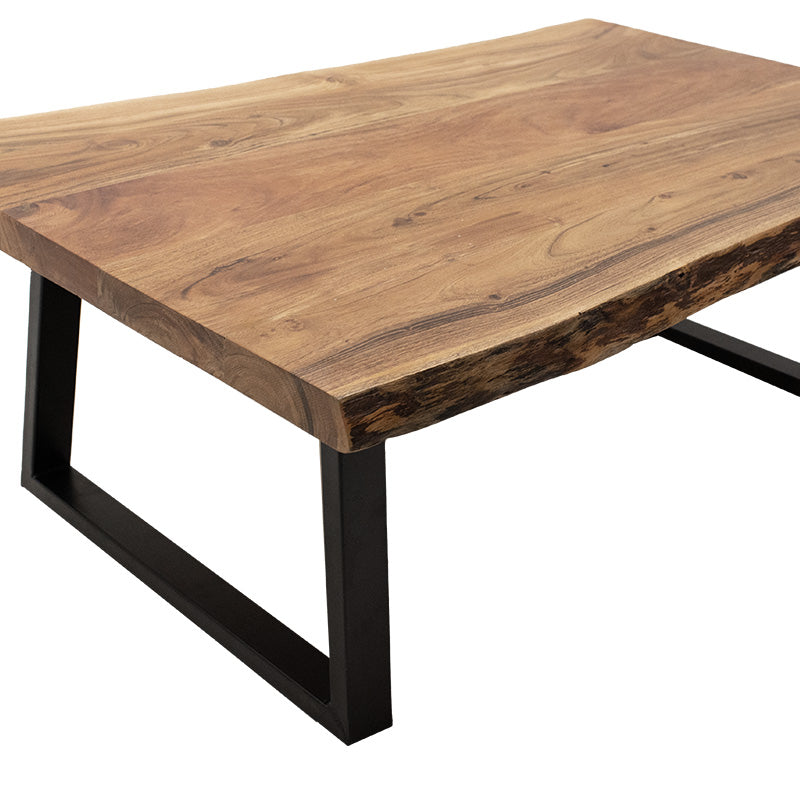 Coffee table Miles pakoworld solid wood 3cm natural-legs black 115x64x43cm