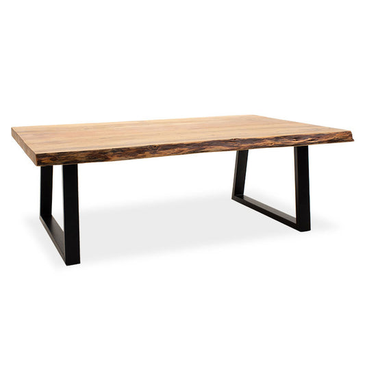 Coffee table Miles pakoworld solid wood 3cm natural-legs black 115x64x43cm