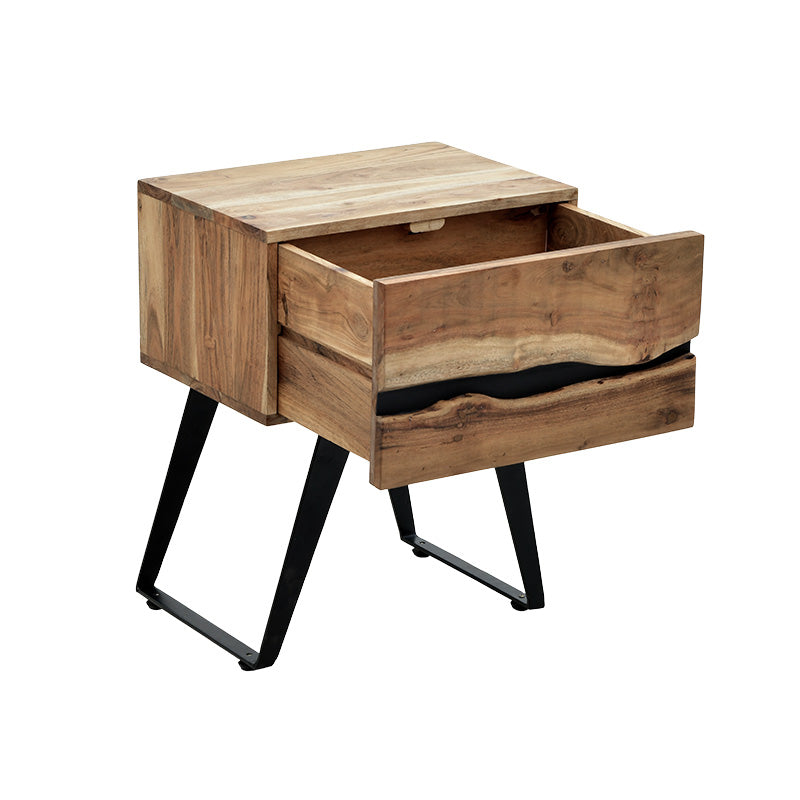 Nightstand Imena pakoworld solid wood 4cm natural-black 45x35x56cm