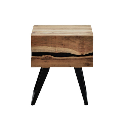 Nightstand Imena pakoworld solid wood 4cm natural-black 45x35x56cm