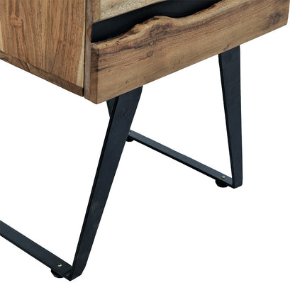 Nightstand Imena pakoworld solid wood 4cm natural-black 45x35x56cm