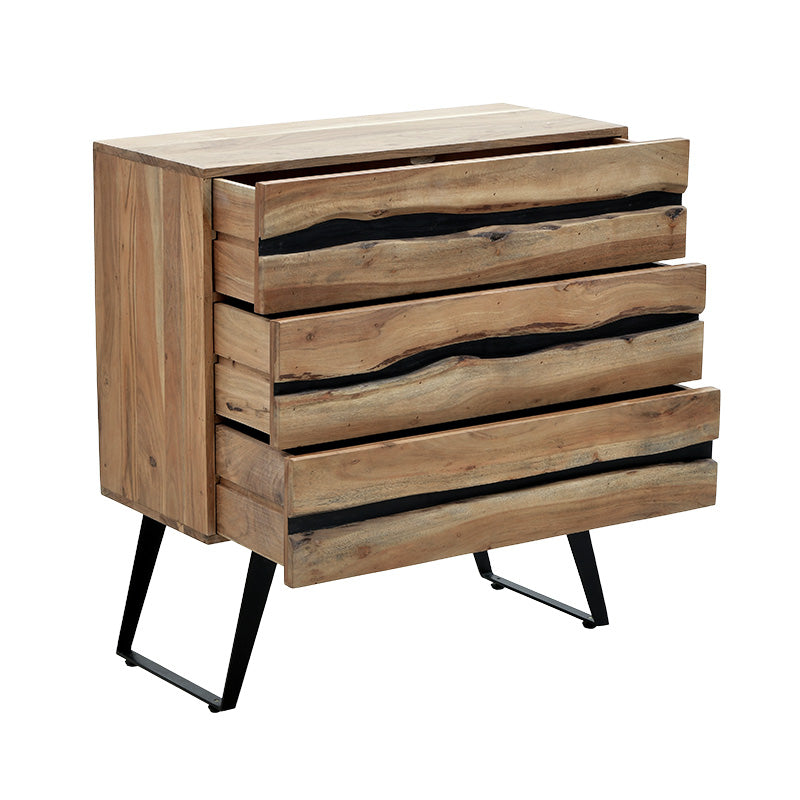 Chest of drawers Imena pakoworld solid wood 4cm natural-black 80x38x86.5cm