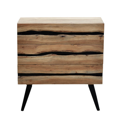 Chest of drawers Imena pakoworld solid wood 4cm natural-black 80x38x86.5cm