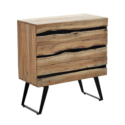 Chest of drawers Imena pakoworld solid wood 4cm natural-black 80x38x86.5cm