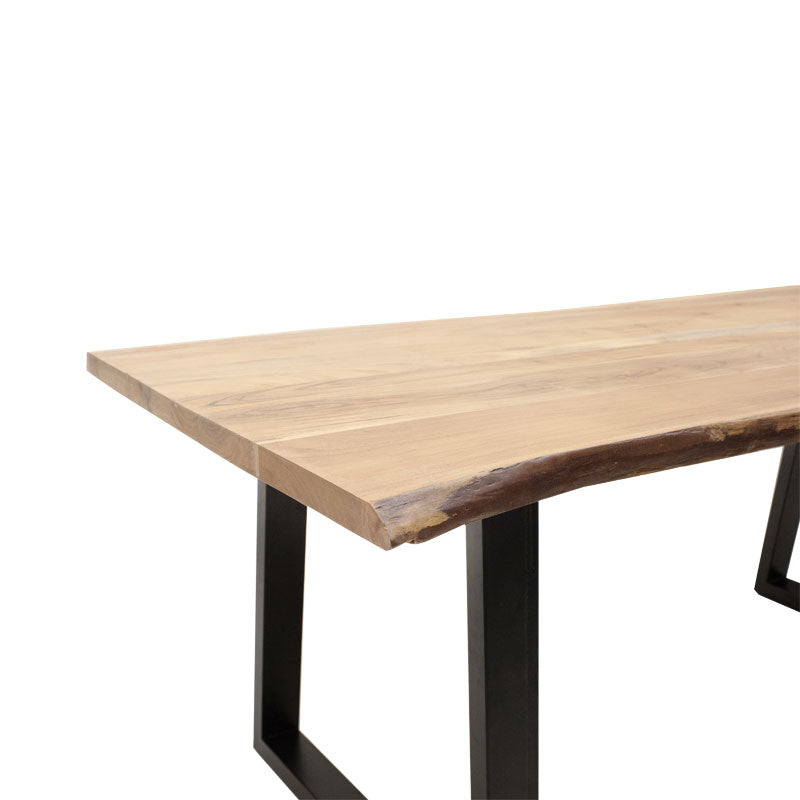 Dining table Miles pakoworld solid wood 4cm walnut-foot black 140x80x78cm