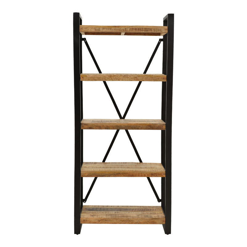 Bookcase Miles pakoworld solid mango wood natural-black 80x40x180cm