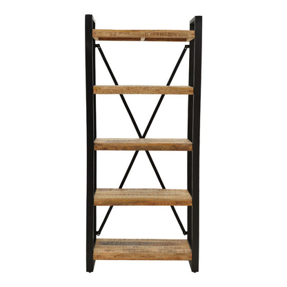 Bookcase Miles pakoworld solid mango wood natural-black 80x40x180cm