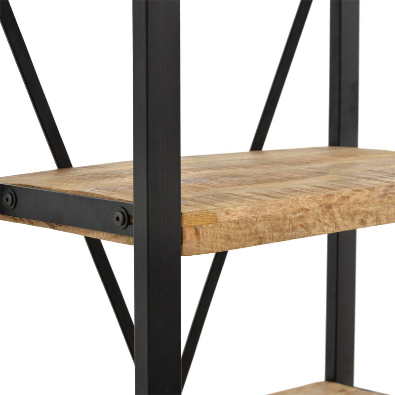 Bookcase Miles pakoworld solid mango wood natural-black 80x40x180cm