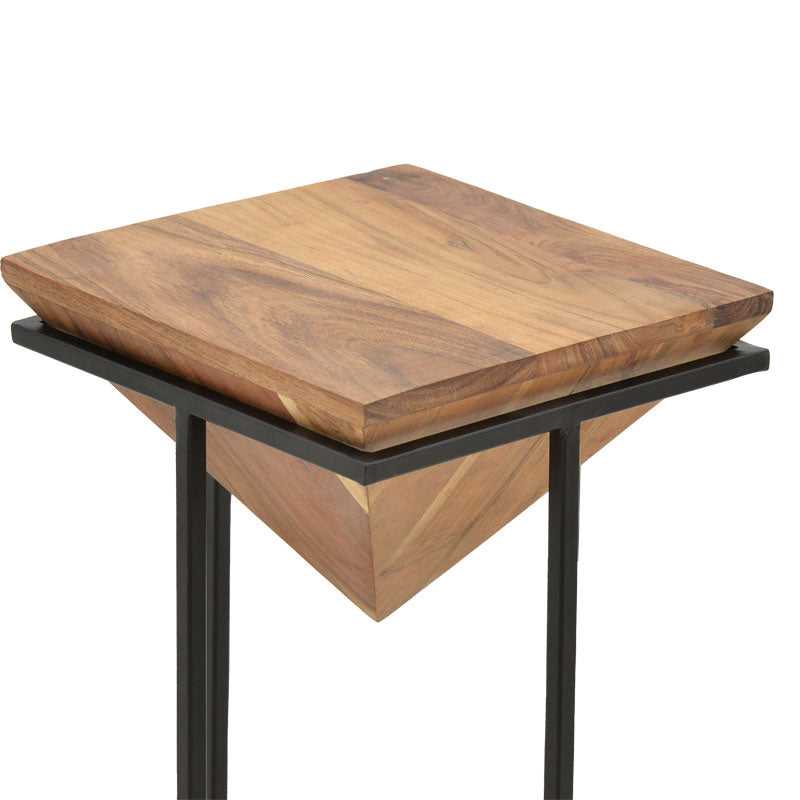 Side table Miles pakoworld solid acacia wood natural-black 29x29x54cm