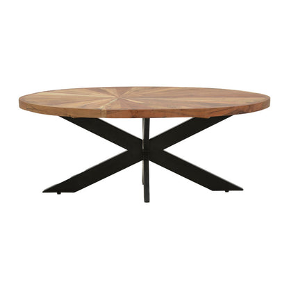 Table oval Fardy pakoworld solid acacia wood natural-black 120x60x45cm