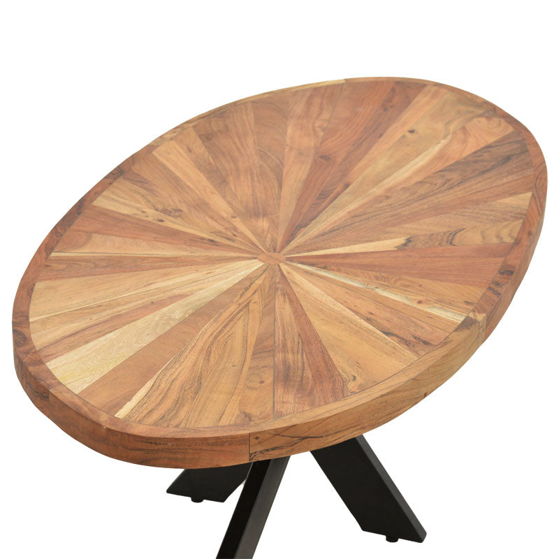 Table oval Fardy pakoworld solid acacia wood natural-black 120x60x45cm