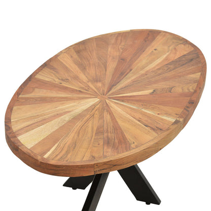 Table oval Fardy pakoworld solid acacia wood natural-black 120x60x45cm