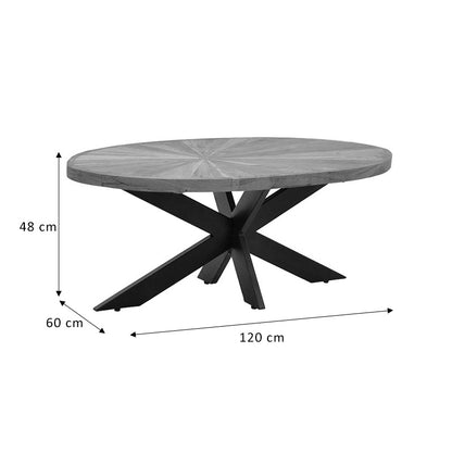 Table oval Fardy pakoworld solid acacia wood natural-black 120x60x45cm