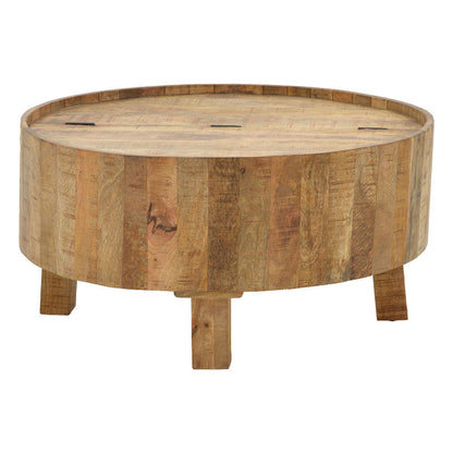 Storage coffee table Darian pakoworld solid mango wood natural D90x45cm