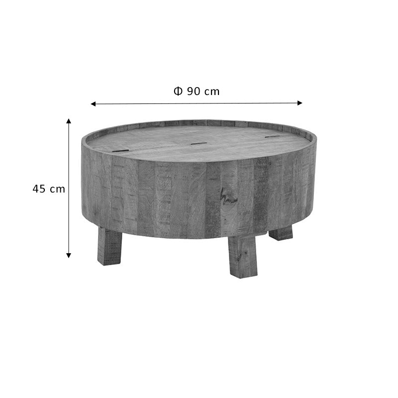 Storage coffee table Darian pakoworld solid mango wood natural D90x45cm