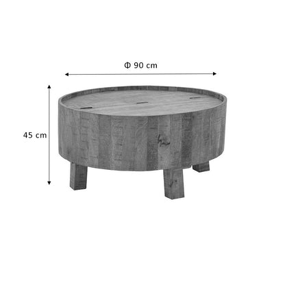 Storage coffee table Darian pakoworld solid mango wood natural D90x45cm