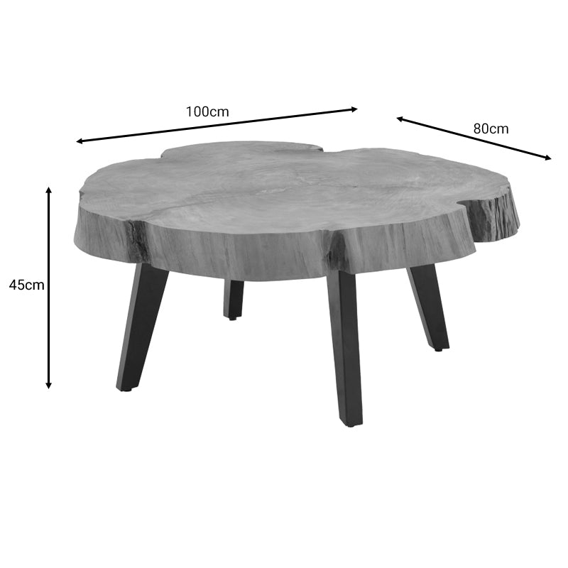 Sergio pakoworld coffee table natural solid acacia wood 100x80x45cm