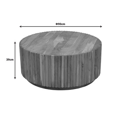 Drump pakoworld coffee table solid acacia wood in natural shade D90x39cm